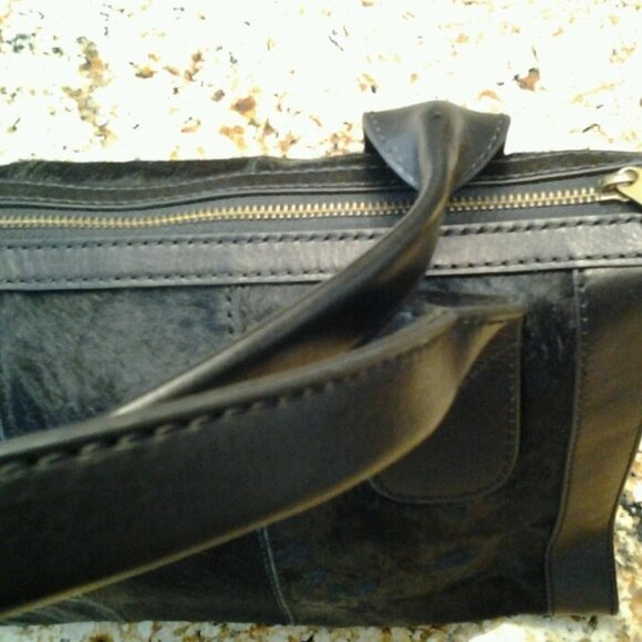 NWT Fossil Vintage Re-Issue VRI Satchel Top Zip Black Haircal - Picture 6 of 7